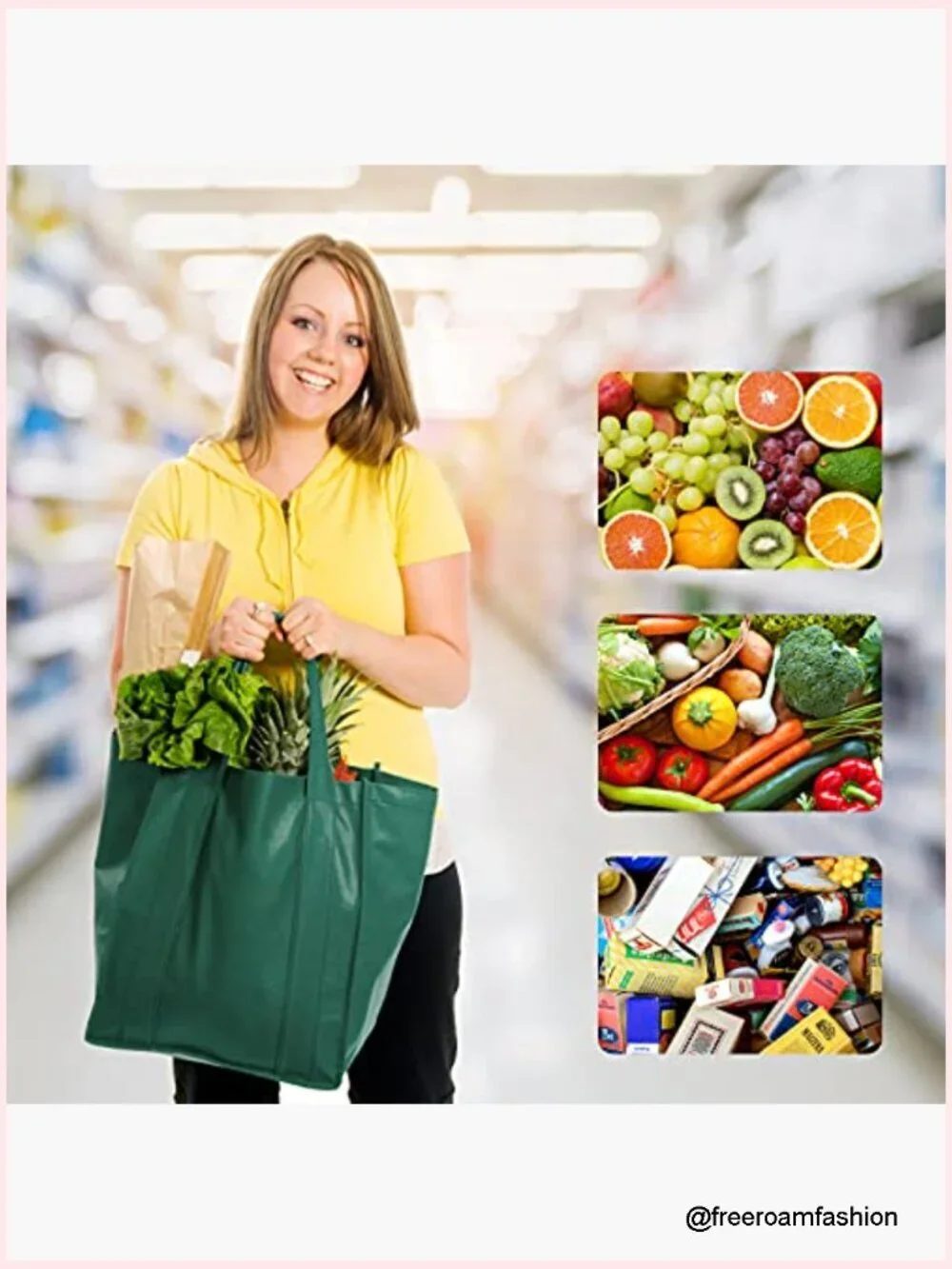 24-Pack Reusable Grocery Bags, Large Washable Foldable Shopping Bags, Heavy
